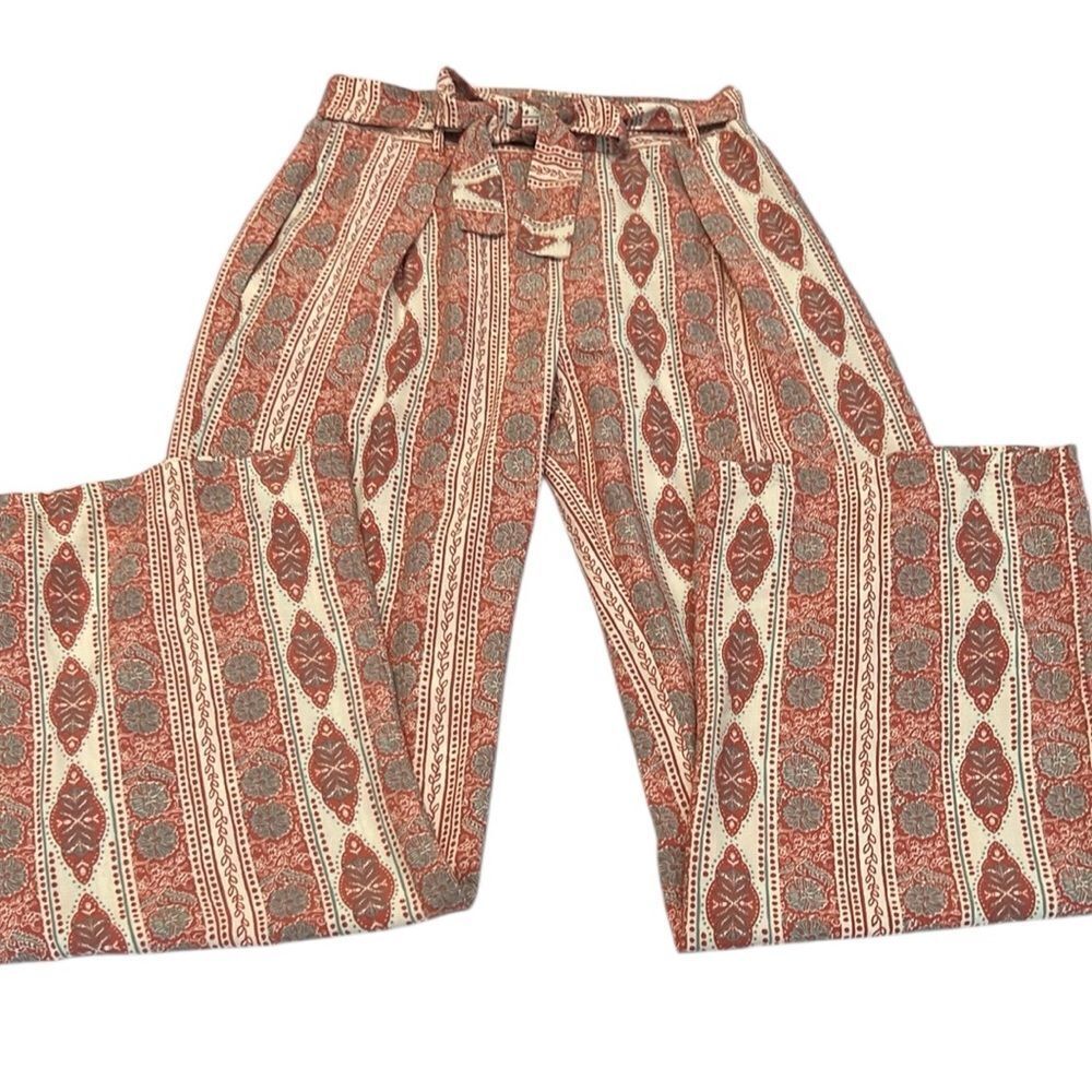 Bebop size small Bohemian Patterned Wide leg Pants in Rust and Cream like new